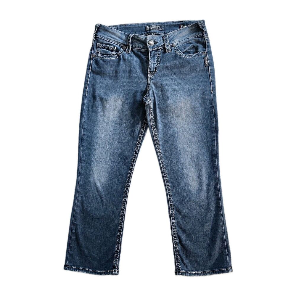 Silver Jeans Suki Mid Capri Super Stretch Denim Blue Jeans 30"x22.5